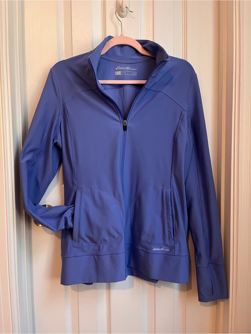 [$10 in a bundle] Eddie Bauer periwinkle zip stretch jacket size L